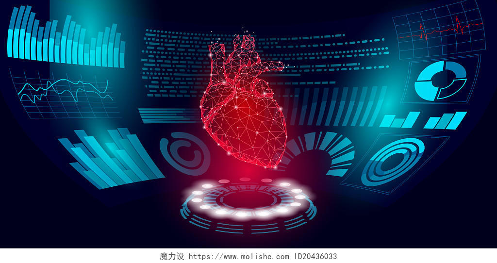 科技感生物医疗科技数据心脏光线背景